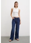 Yüksel Bel Wide Leg Jean Lacivert