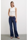 Yüksel Bel Wide Leg Jean Lacivert