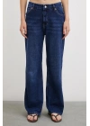 Yüksel Bel Wide Leg Jean Lacivert