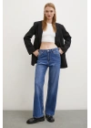 Yüksel Bel Wide Leg Jean Mavi