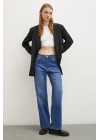 Yüksel Bel Wide Leg Jean Mavi