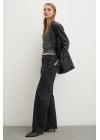 Yüksel Bel Wide Leg Jean Siyah