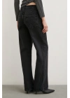 Yüksel Bel Wide Leg Jean Siyah