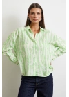 Zebra Desen Modal Gömlek Yeşil