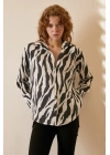 Zebra Desen Modal Gömlek Zebra Desen/Siyah