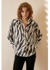 Zebra Desen Modal Gömlek Zebra Desen/Siyah