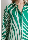 Zebra Desen V Yaka Gömlek Yeşil