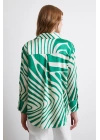 Zebra Desen V Yaka Gömlek Yeşil