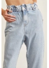 Beli Lastikli Mom Jean Buz Mavisi