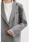 Cep Kapaklı Kesik Detaylı Blazer Ceket Gri