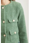 Düğme Detaylı Tüvit Ceket Yeşil