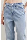 Kesik Paça Yüksek Bel Jean Buz Mavisi