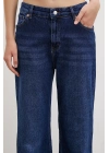 Yüksel Bel Wide Leg Jean Lacivert