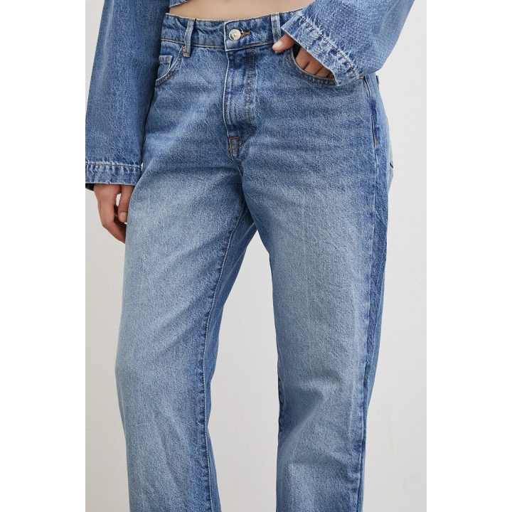 Beş Cepli Yüksel Bel Regular Fit Jean Mavi