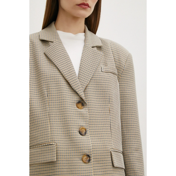 Ekose Blazer Ceket Kahve