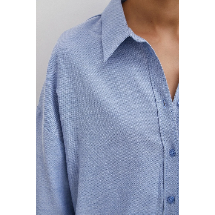 Robalı Klasik Gömlek İndigo