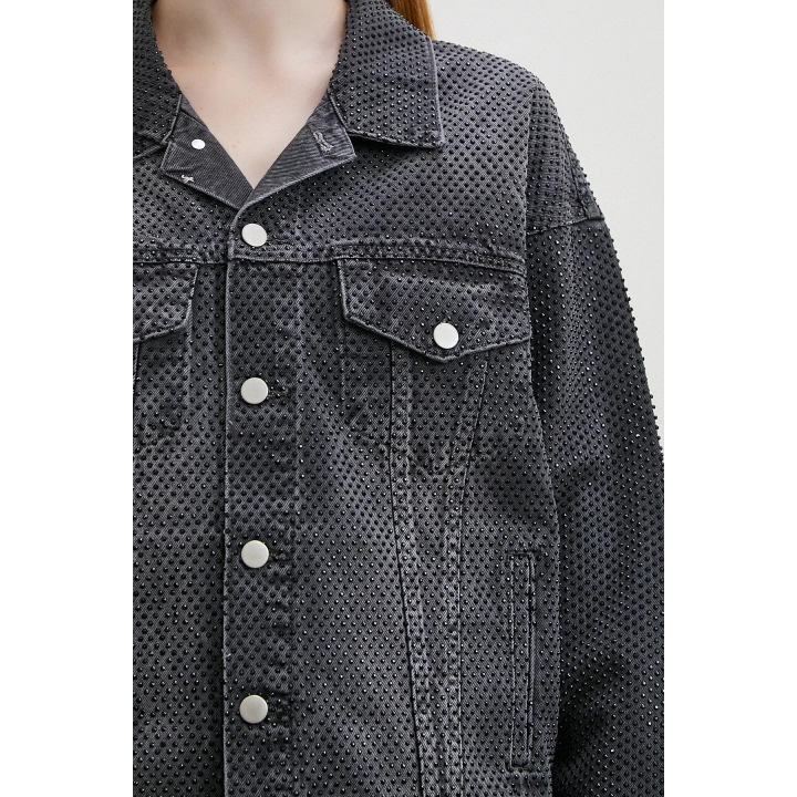 Taş İşlemeli Kot Ceket Antirasit