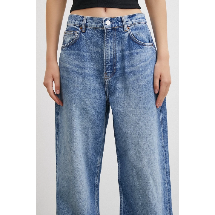 Yüksel Bel Bol Paça Jean Mavi