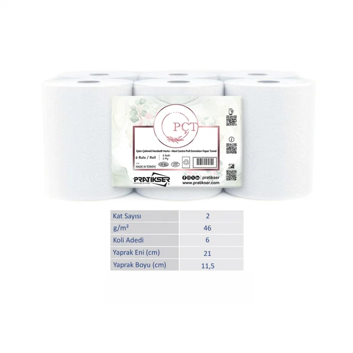 PÇT - Hareketli Havlu - 2Ply - 3 Kg/6 Rulo
