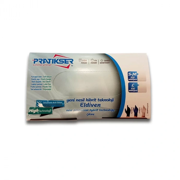 Pratikser Disposable Gloves - 100Pcs/Box - Small/Medium - Blue - Box