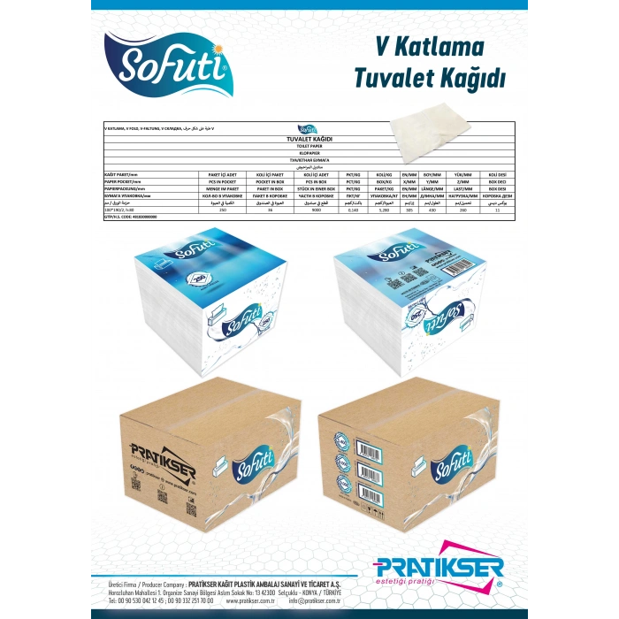 SOFUTI Tuvalet Kağıdı - 100x190mm - 250Ad/Paket