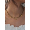 Çelik Gold Renk Kalın Zincir Model Kalp Figür Kadın Kolye