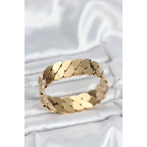 316L Çelik Gold Renk Ezme Zincir Model Kadın Kelepçe Bileklik
