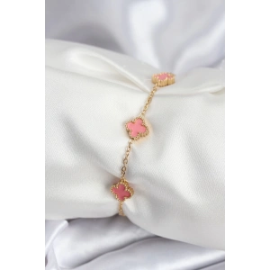 316L Çelik Gold Renk Pembe Baby Boy Yonca Kadın Bileklik