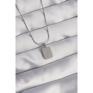 316L Çelik Gümüş Renk Kare Charm Model Kolye