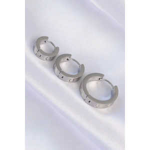 316L Çelik Gümüş Renk Model 3lü Halka Küpe