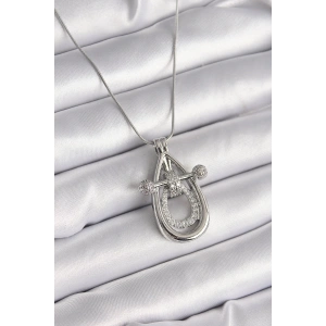 316L Çelik Gümüş Renk Zirkon Taşlı Damla Model Kadın Kolye