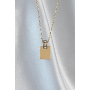 316L Çelik Zincir Gold Renk Zirkon Taşlı Aşk Mektubu Kolye