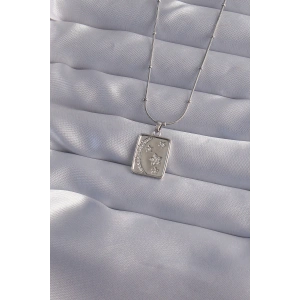 316L Çelik Zincir Gümüş Renk Zirkon Taşlı Ay Yıldız Figürlü Tarot Kolye