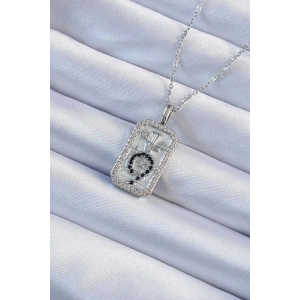 316L Çelik Zincir Gümüş Renk Zirkon Taşlı Minimal Papatya Figürlü Tarot Kolye