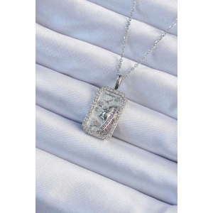 316L Çelik Zincir Gümüş Renk Zirkon Taşlı Yüz Figürlü Tarot Kolye