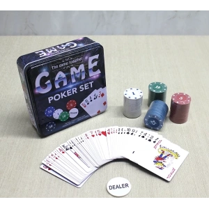 Metal Kutulu 80 Chip Ve 1 Adet İskambil  Kağit Setine Sahip Poker Oyunu Alk3534