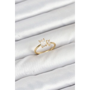 Pirinç Gold Renk Zirkon Taşlı Kadın Yüzük
