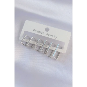 Pirinç Gümüş Renk Dikdörtgen Model Küpe Seti