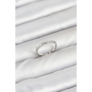 Pirinç Gümüş Renk Lazer Kesim Kadın Yüzük