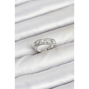 Pirinç Gümüş Renk Zirkon Taşlı Kadın Yüzük