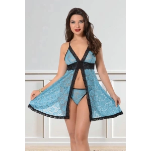 Turkuaz Dantel Gecelik - 664