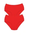 2 Adet Tutku Kadın Yüksek Bel Bato Kalın Lastik Külot Kırmızı