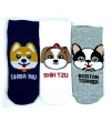 3 Çift Sevimli Köpek Temalı Baskılı Yumuşak Kadın Bilek Çorap