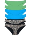6 Adet Likralı Kadın Slip Külot Leopar Yeşil Mavi