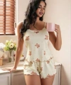 Ayıcık Desenli Askılı Şortlu Pijama Takımı