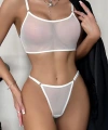 Beyaz Transparan Tül Bralet Tanga İç Giyim Takımı