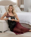 Bordo Dantelli Şifon Gecelik - 646