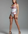 Bordo Harness Takım Parlak Deri Tokalı Vücut Seti - Brf242