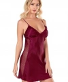 Bordo Kısa Saten Gecelik 8105