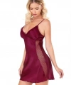 Bordo Kısa Saten Gecelik 8105
